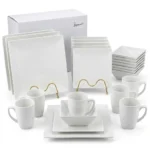 24-Piece Ceramic Dinner Set Plates Cups Saucers