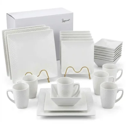 24-Piece Ceramic Dinner Set Plates Cups Saucers