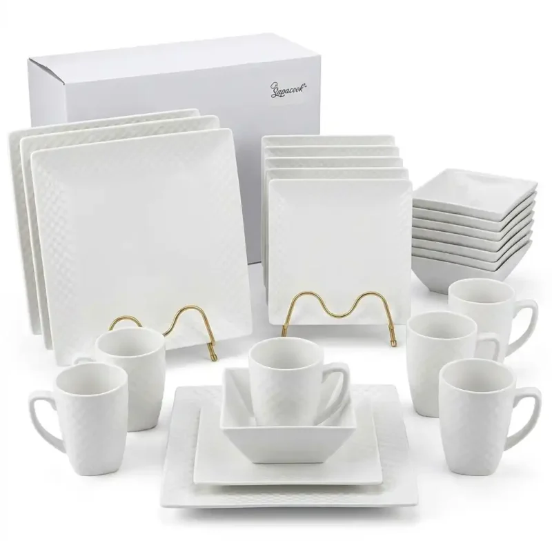 24-Piece Ceramic Dinner Set Plates Cups Saucers