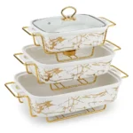 3-Piece Ceramic Food Warmers and Serving Bowls Set