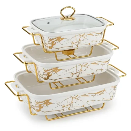 3-Piece Ceramic Food Warmers and Serving Bowls Set