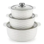 3 Piece Ceramic Serving Bowls with Glass Covers