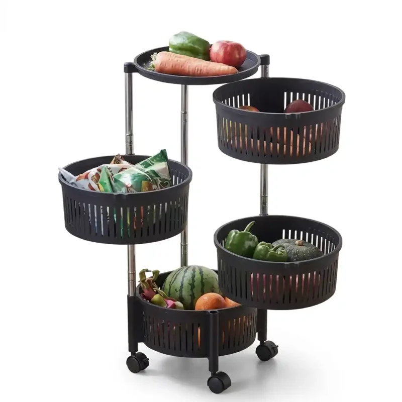 4-Tier Rotating Corner Rack with Wheels