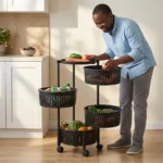 4-Tier Rotating Corner Rack with Wheels - Image 6