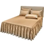 5 by 6 Exquisite Bedskirt with Pillowcases – 5 by 6, Brown