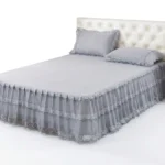 5 by 6 Exquisite Bedskirt with Pillowcases – 5 by 6, Grey