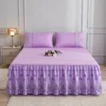 5 by 6 Exquisite Bedskirt with Pillowcases – 5 by 6, Purple
