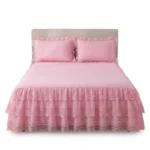 5 by 6 Exquisite Bedskirt with Pillowcases – 5 by 6, Pink