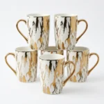 6 pcs Ceramic Gold Mugs Elegant Durable Set