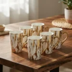 6 pcs Ceramic Gold Mugs Elegant Durable Set - Image 7
