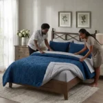 6x6/6x7 Warm Sherpa Fleece Duvet Set – Navy-Blue