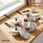 8-Piece Aluminum Milk Pan Set with Lids (16cm–22cm)