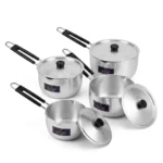 8-Piece Aluminum Milk Pan Set with Lids (16cm–22cm)