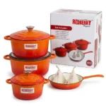 9-Piece REDBERRY Enamel Coated Cast Iron Cookware Set – Orange