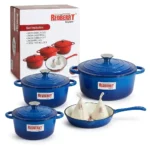 9-Piece REDBERRY Enamel Coated Cast Iron Cookware Set – Bluish