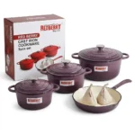 9-Piece REDBERRY Enamel Coated Cast Iron Cookware Set – Brown