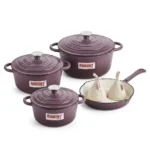 9-Piece REDBERRY Enamel Coated Cast Iron Cookware Set