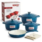 9-Piece REDBERRY Enamel Coated Cast Iron Cookware Set – Plush Blue