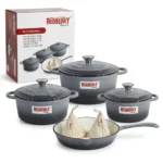 9-Piece REDBERRY Enamel Coated Cast Iron Cookware Set