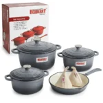 9-Piece REDBERRY Enamel Coated Cast Iron Cookware Set