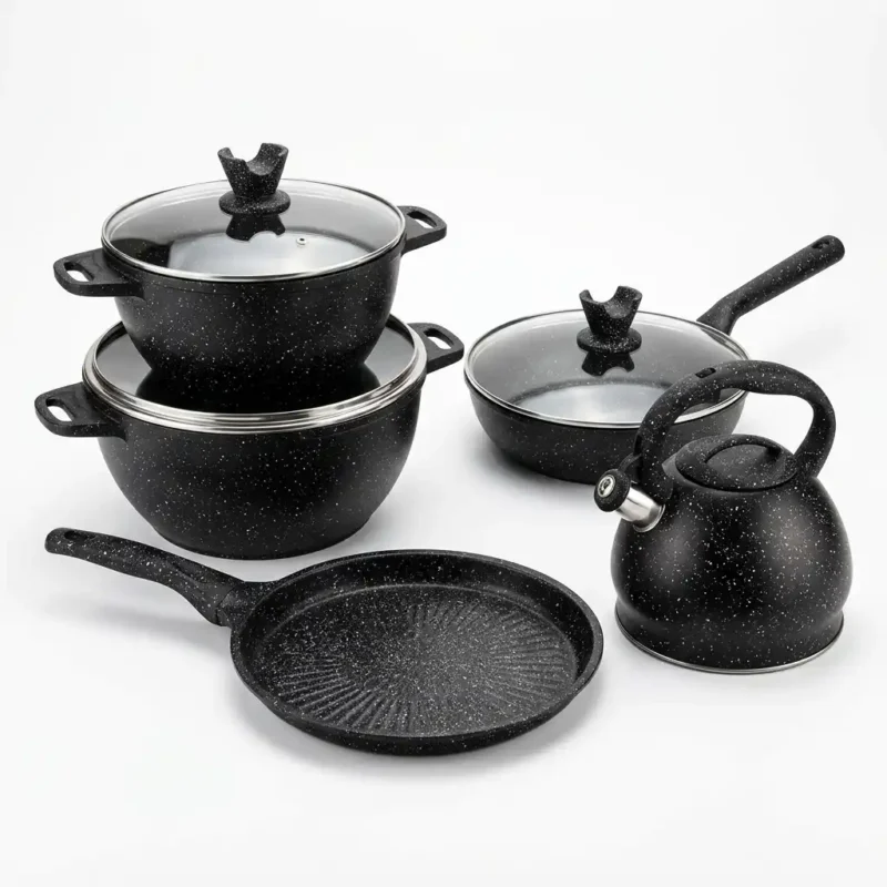 9pcs REDBERRY UCC Life Granite Non-Stick Cookware Set