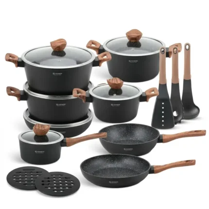 15-Piece Edenberg Ceramic Marble Cookware Set