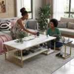 Rectangular Marble Effect Coffee Table - Image 7