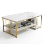 Rectangular Marble Effect Coffee Table - Image 6