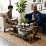 Rectangular Marble Effect Coffee Table - Image 3