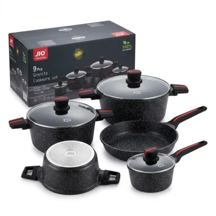 REDBERRY 9-Piece Granite Cookware Set – Induction Base