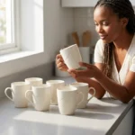 White Ceramic Mugs 350ml - Set of 6 Microwave Safe