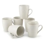 White Ceramic Mugs 350ml - Set of 6 Microwave Safe