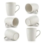 White Ceramic Mugs 350ml - Set of 6 Microwave Safe