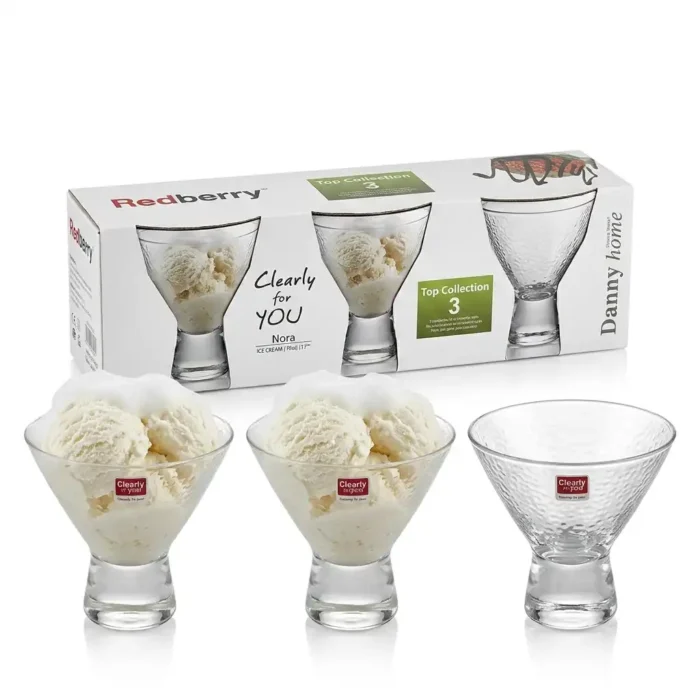 225ml Redberry Nora Ice Cream Glass Set 3pcs
