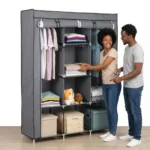 3-Column Portable Metallic Wardrobes