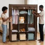 3-Column Portable Metallic Wardrobes