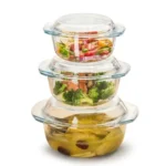 3-Piece Borosilicate Glass Casserole Set Clear