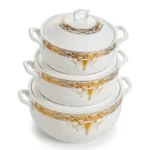 3-Piece Ceramic Glass Casserole Bowl Set - Image 3