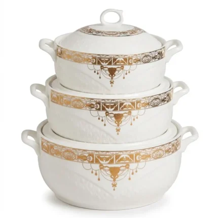 3-Piece Ceramic Glass Casserole Bowl Set