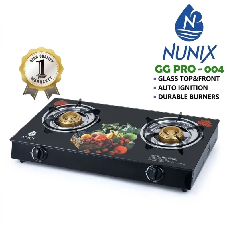 Nunix Glass Table Top Double Gas Burner