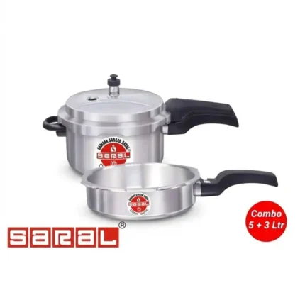 Saral Aluminum Pressure Cooker Pack (5+3 Liters)